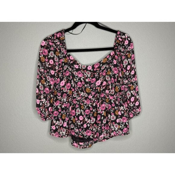 Mi Ami Francesca's Women's Small Flowy Floral Crop Top V-Neck Lined NWT - Picture 2 of 10